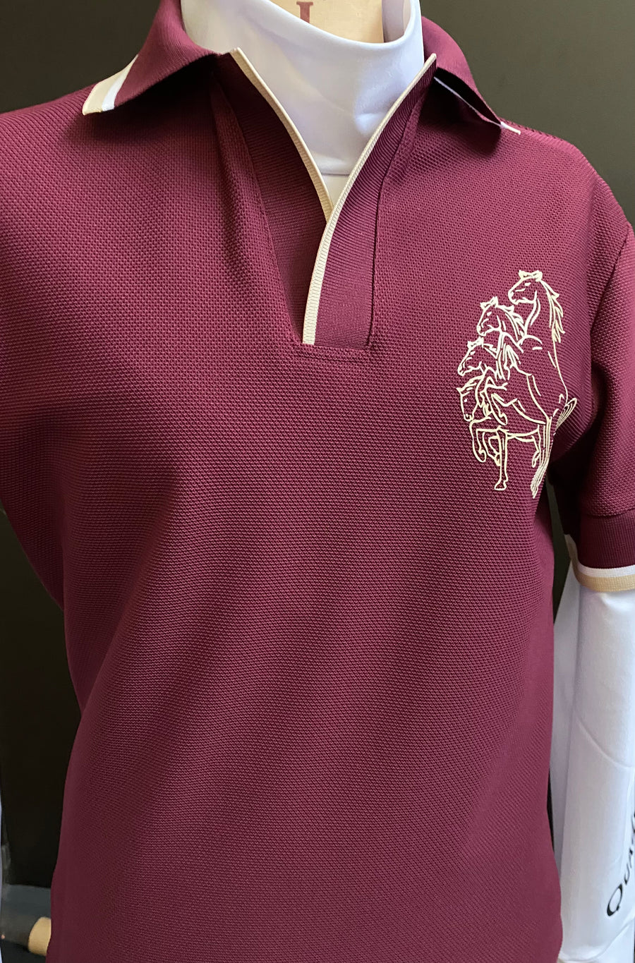 Mesh Pique Polo Shirt w/ Skipper collar L