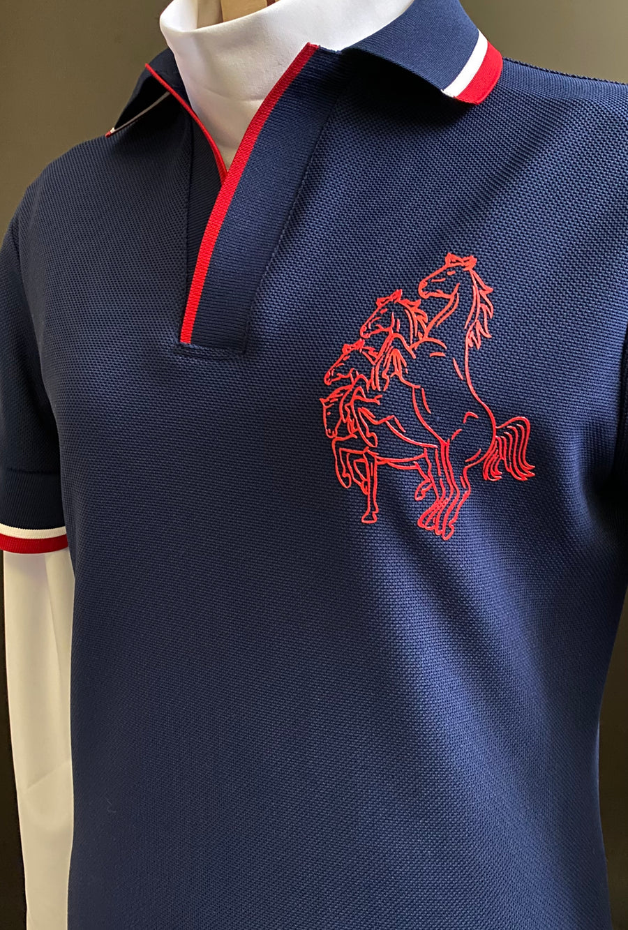 Mesh Pique Polo Shirt w/ Skipper collar L